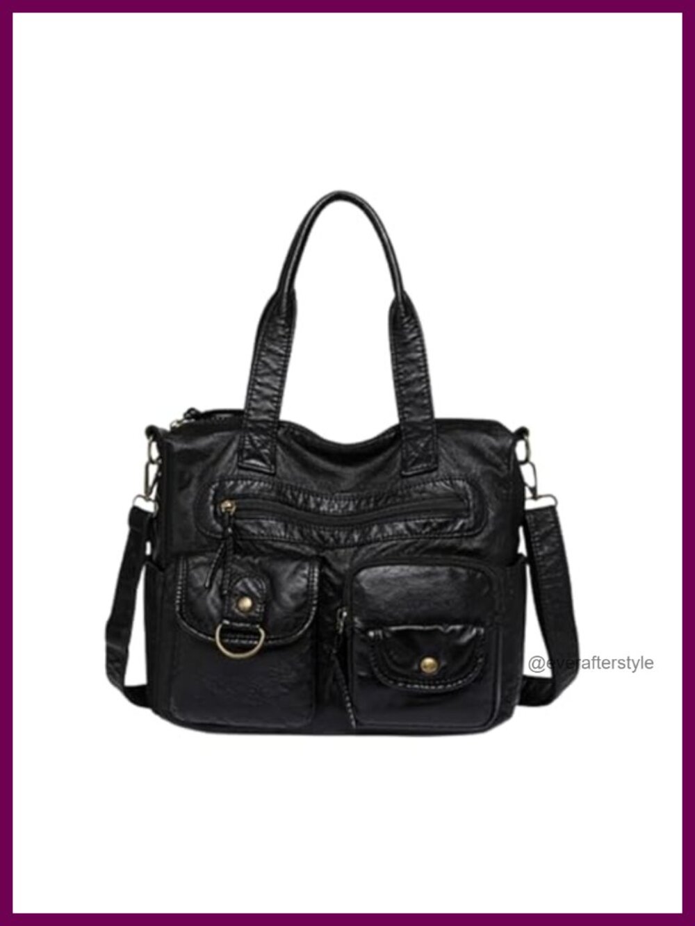 PU Leather Hobo Handbag Top Handle Satchel Multi-Pocket Shoulder Purse